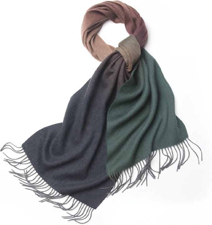 Wollen Sjaal - Fading Colours Black to Green