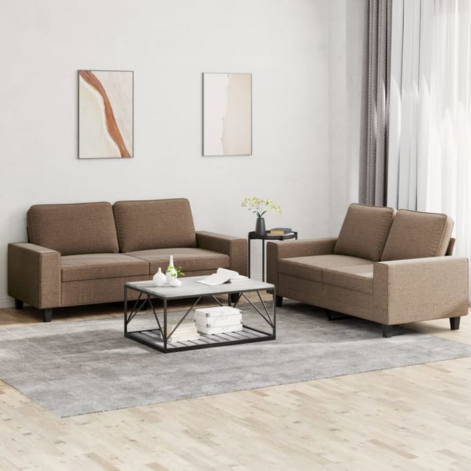 vidaXL - 2-delige - Loungeset - stof - bruin