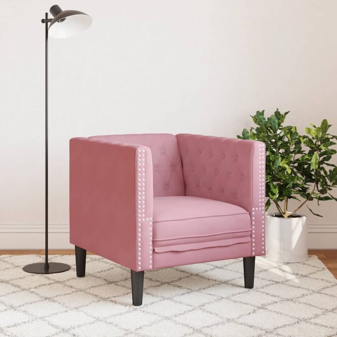 vidaXL - Fauteuil - Chesterfield-stijl - fluweel - roze