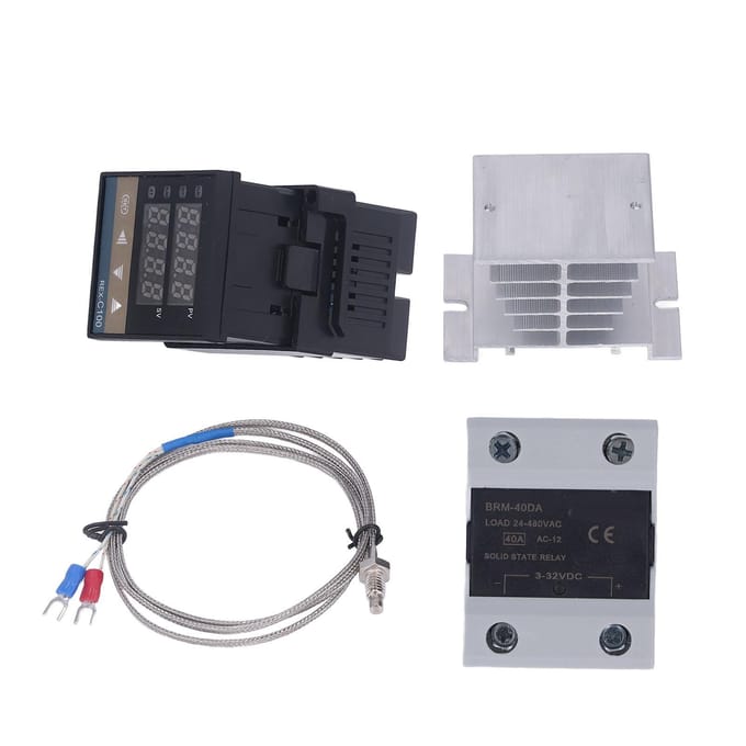 Digitale PID Thermostaat Snelle Nauwkeurige Kachel Temperatuurregelaar met SSR K Thermokoppel Wit gray