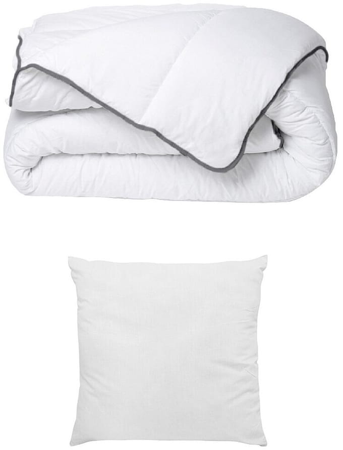 Vente-unique Set zijdezacht dekbed 140 x 200 cm + 1 hoofdkussens 60 x 60 cm - Wit - BIESYA