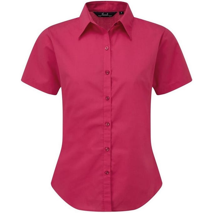 Premier Popeline blouse met korte mouwen / Gewoon werkoverhemd (Heet Roze)