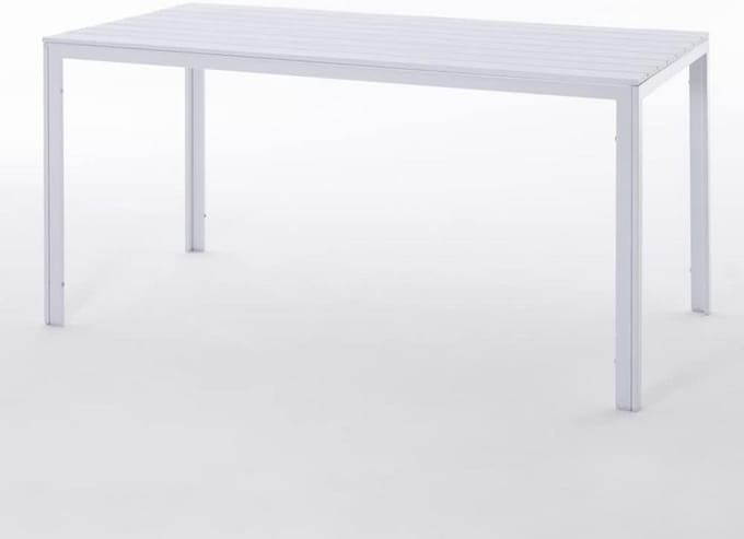 Buiten Eettafel 156x78 cm met Stalen Frame en Houtlook Latten