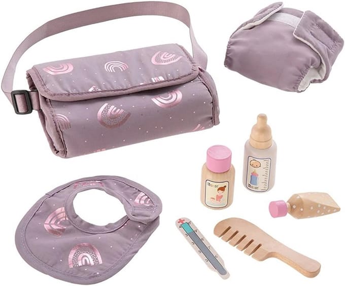 Luiertas voor poppen met Regenboogdesign en 7 Accessoires