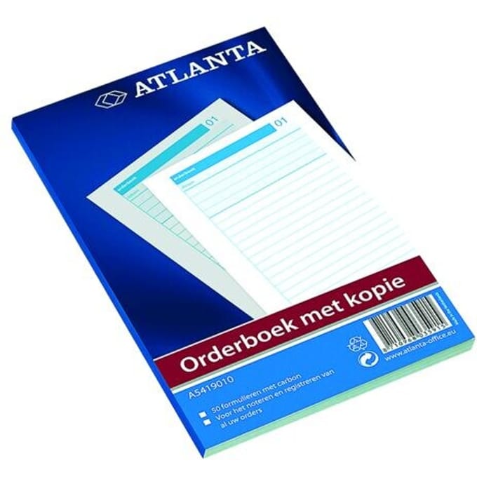 Orderboek Djois Atlanta 185x110mm 50x2vel met carbon wit