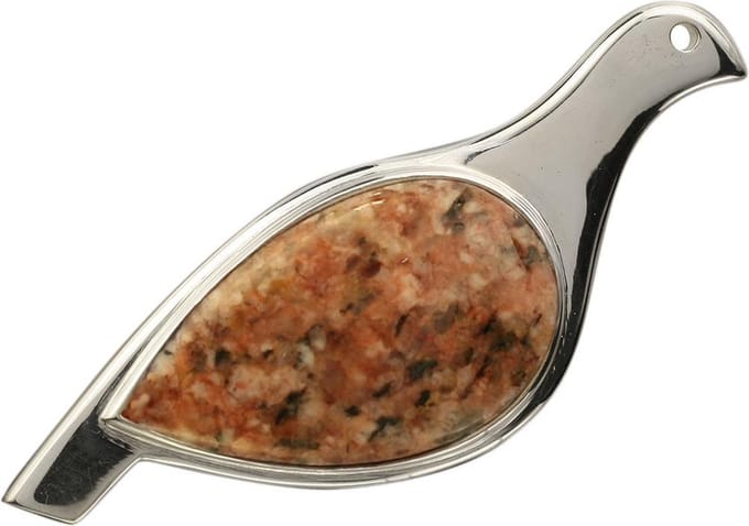 AuBor ®. Broche. Zilver. De sneeuwhoen met bruine graniet.