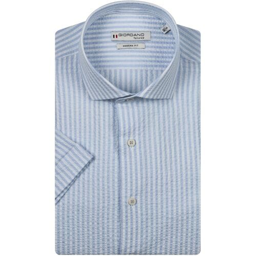 Giordano Overhemd Front Cutaway Seersucker Stripe Navy / male