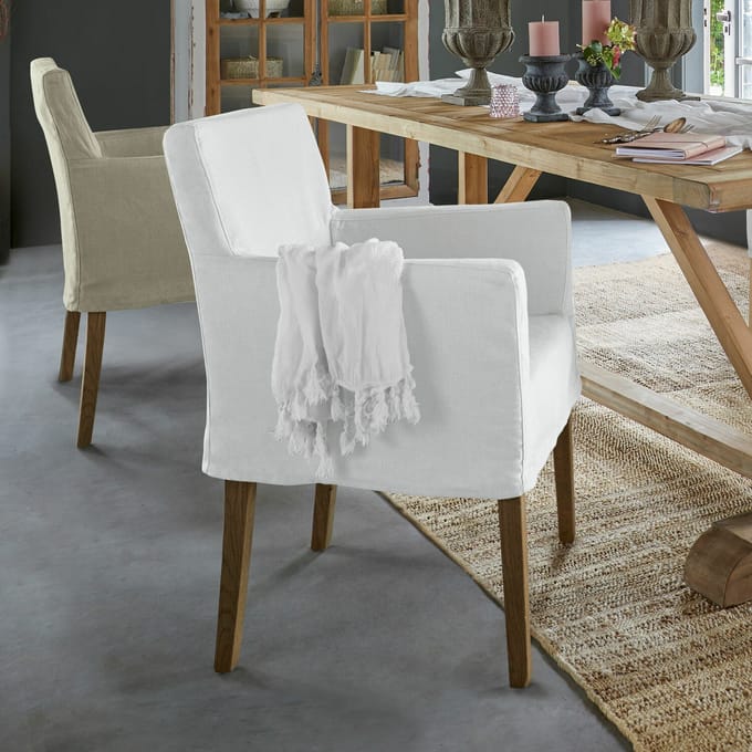 LOBERON Stoel Longhill wit/bruin