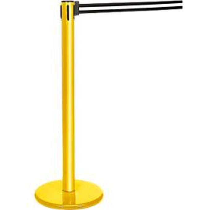 Afzetpaal met trekband geel, trekband zwart/wit