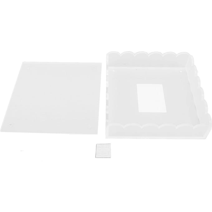 Acryl Gegolfd Dienblad met Magnetische Mat Basis Helder Multifunctionele Fotolijst Displaystandaard white