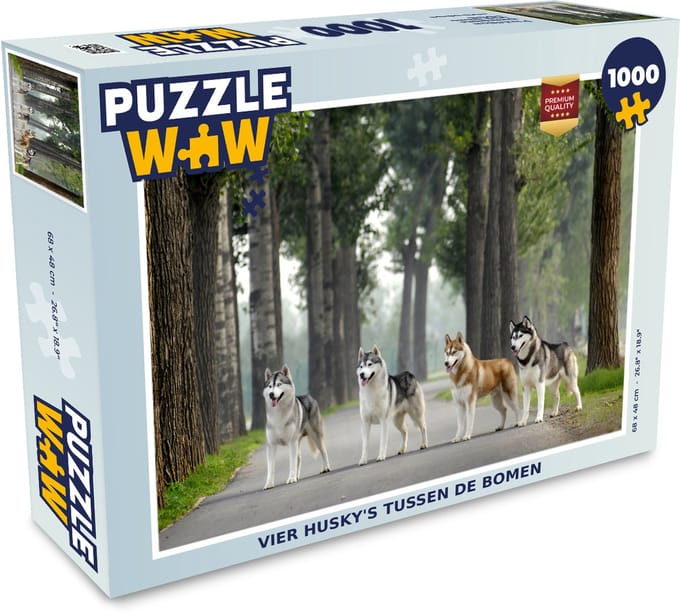Puzzel Vier husky's tussen de bomen - Legpuzzel - Puzzel 1000 stukjes volwassenen