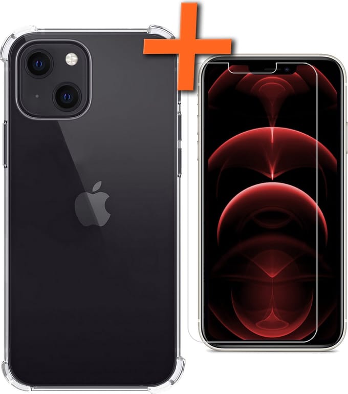 Hoes - Met Screenprotector - Geschikt voor Apple iPhone 14 Plus - Sterk & Shockproof - Siliconen Case - Back Cover - Telefoon Hoes - Shock Proof - Transparant