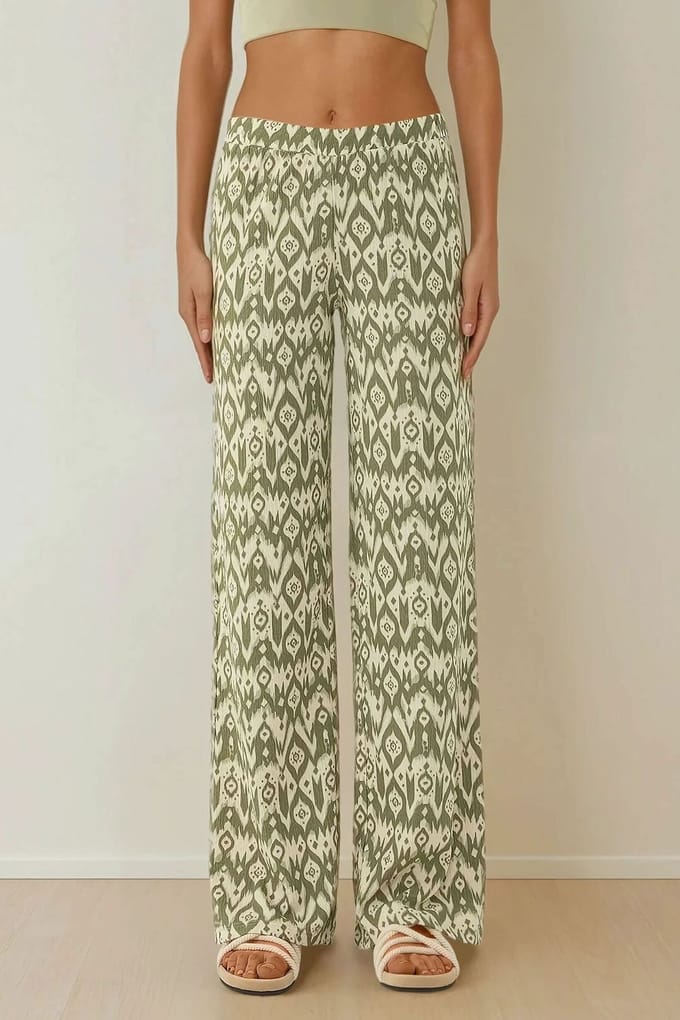 Hoge Taille Wijde Pantalon met Patroon