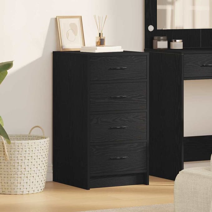 vidaXL - Dressoir - Zwart - eiken - 40 - x - 41 - x - 75 - cm - Bewerkt - hout