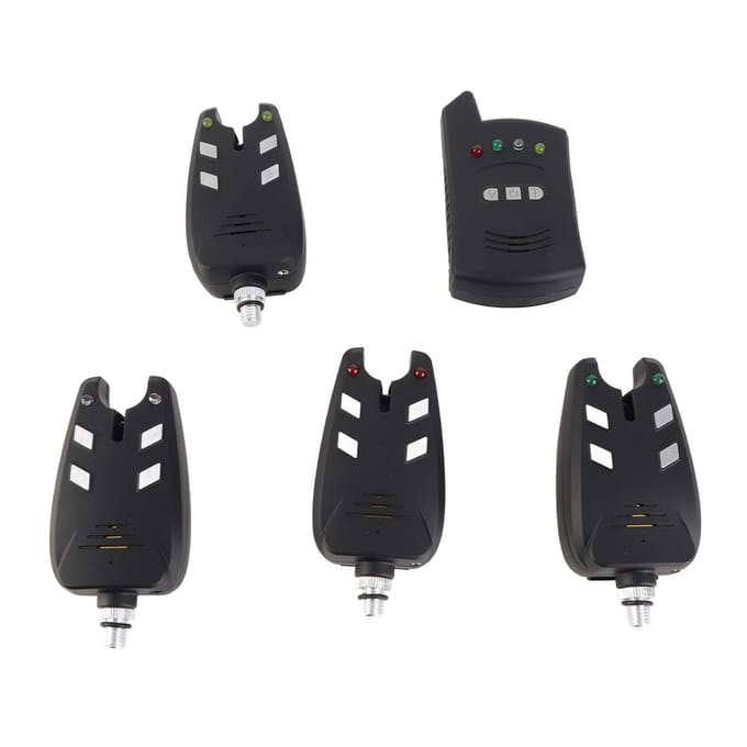 4 Stuks Visbeetmelder & 1 Stuk Ontvanger Indicator Geluid & LED Licht Waarschuwing Visuitrusting gray