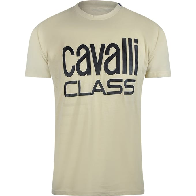 Cavalli Class Bold Logo Beige Zand T-shirt