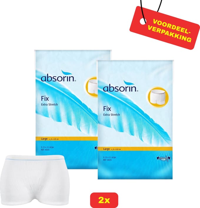 2x Absorin Fix Extra Stretch Maat L - 2x 5 stuks - Voordeelverpakking!