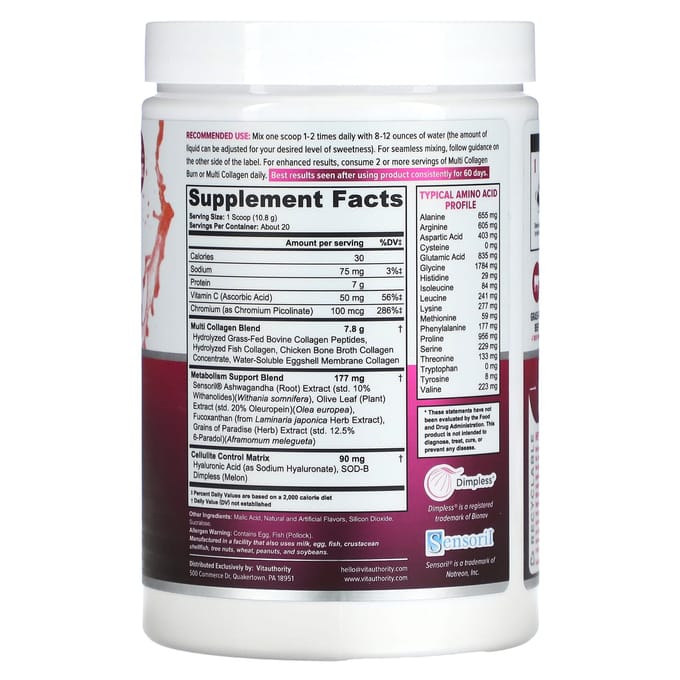 Multi Collagen Burn, Aardbeienlimonade, 216G(7.62Oz)