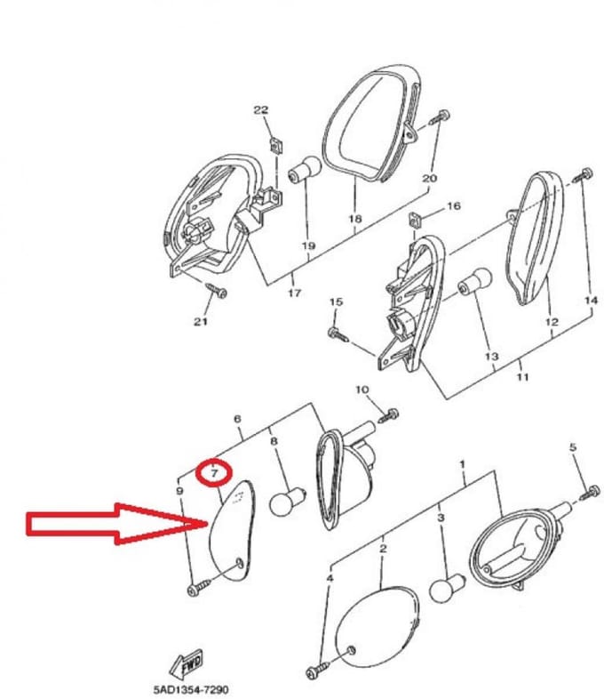 Cabochon de clignotant AVD pour scooter Yamaha 100 Neos 2001 5AD-H3322-00 Neuf