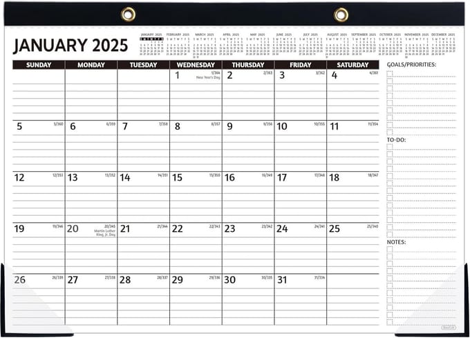 Bureaukalender 2025-2026 18 Maanden Medium Zwart