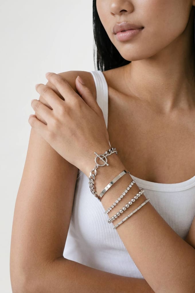 boohoo Dames Zilveren Stapel Armbanden 5-pack