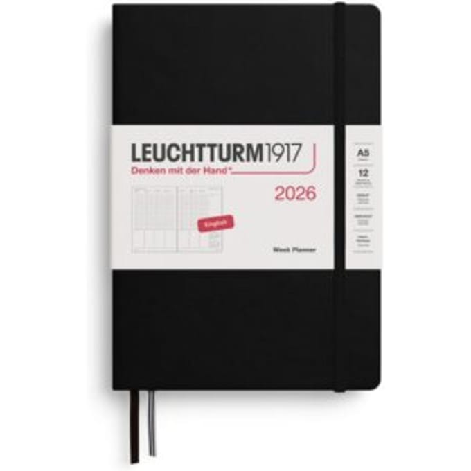 Leuchtturm1917 agenda 2026 1 week per twee pagina's verticaal, hardcover medium a5