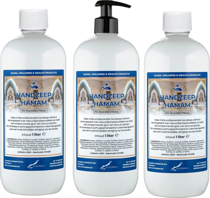 Handzeep Hamam 1 liter - met gratis pomp - set van 3 stuks