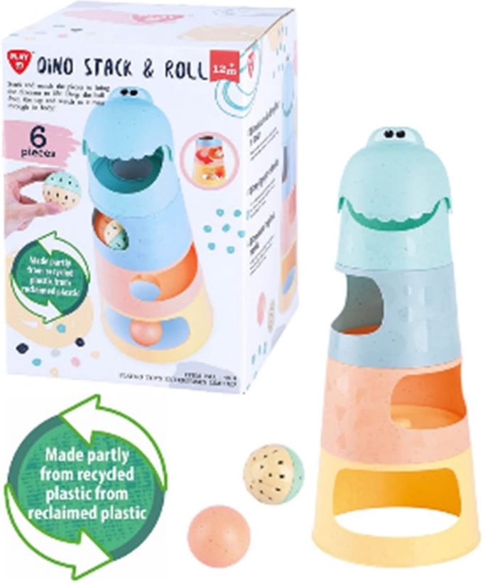 Play dino stapeltoren educatief speelgoed met ballen, gerecycled plastic.