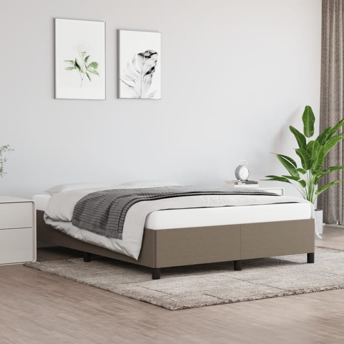 vidaXL - Bedframe - zonder - matras - stof - taupe - 140x190 - cm