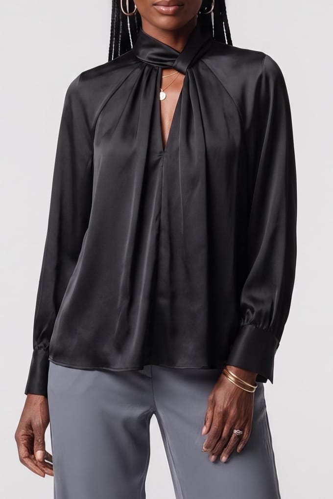 GUESS Dion Ls Relaxed Blou Jet Black A996 Maat: 44 | Longsleeves Outlet | Dames | Zwart