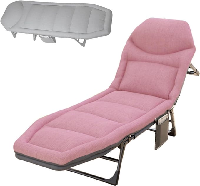 Verstelbare Tuinstoel - Opvouwbaar Bed - Buiten Ontspannen - 5 Verstelbare Posities - 190x65cm - Grijs