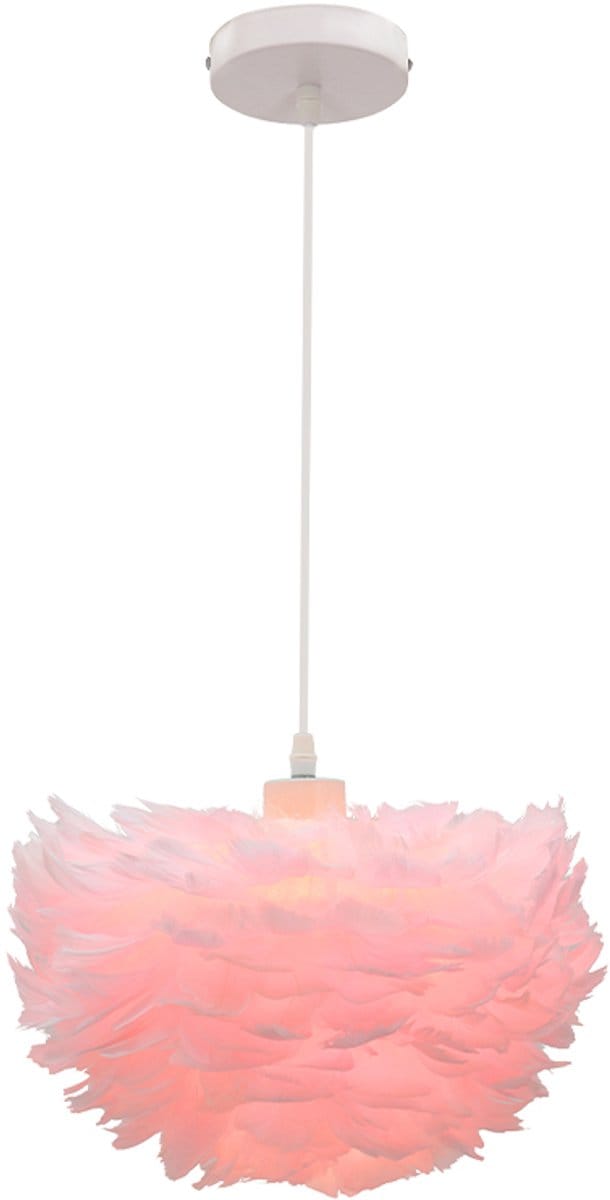Olucia - SUZIE - Hanglamp - Roze / Wit - Vorm: Rond