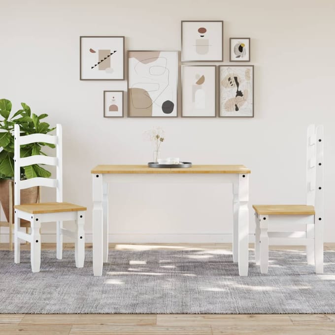 vidaXL - Eettafel - Corona - 112x60x75 - cm - massief - grenenhout - wit