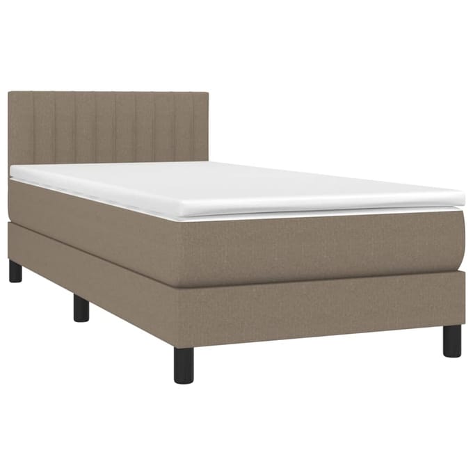 vidaXL - Boxspring - met - matras - en - LED - stof - taupe - 80x200 - cm