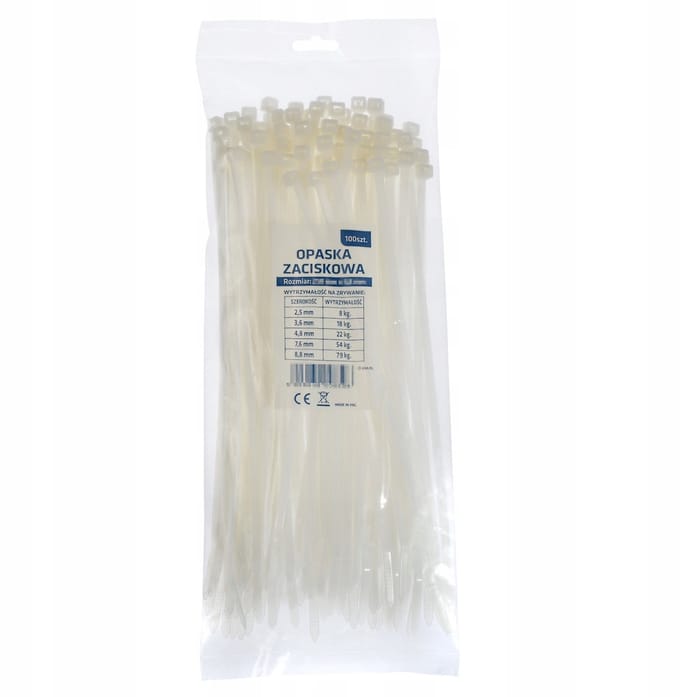 Merkloze kabelbinders Wit 530x4,8mm - 100 stuks