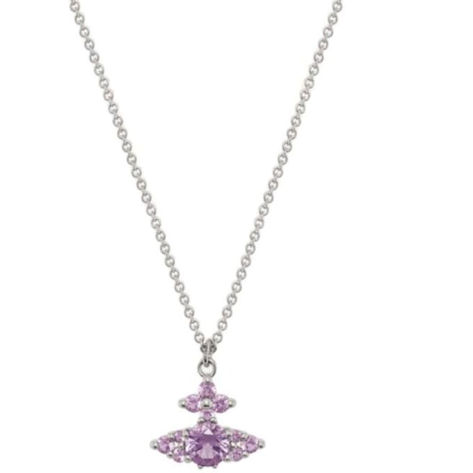 Vivienne Westwood Kreeftensluiting Ontwerp Messing Ketting Damesketting Zilver Lichtpaars 630203HO-02P250 Basic Packaging-Dust Bag+Box white