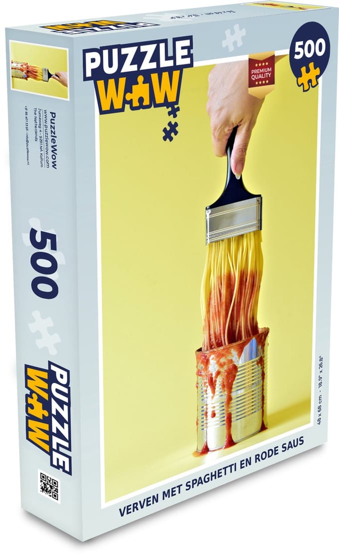 Puzzel Verven met spaghetti en rode saus - Legpuzzel - Puzzel 500 stukjes