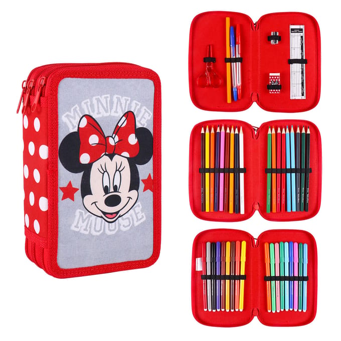 Minnie Mouse Gevuld etui - 3 vakken - 44-delig - Rood