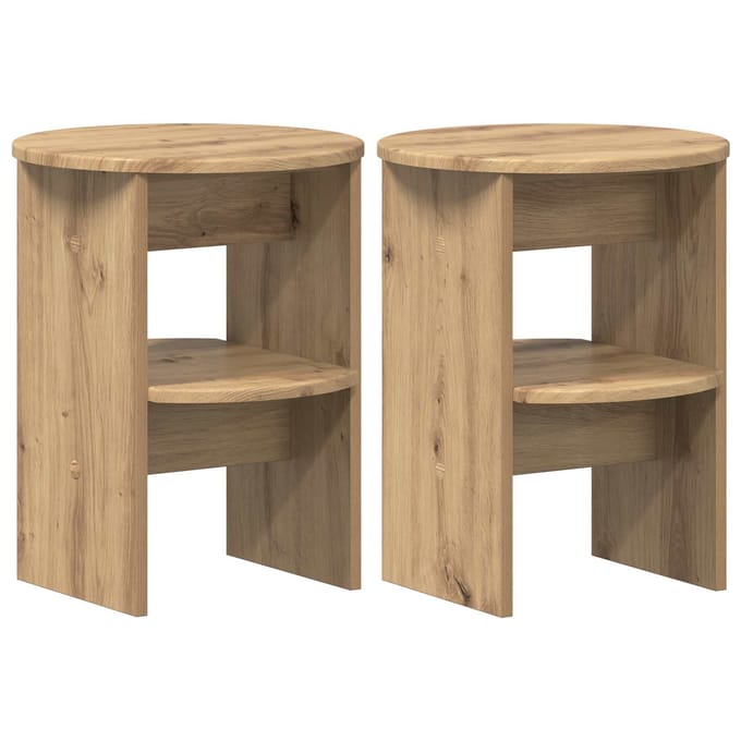 vidaXL - Bijzetkast - 2 - st - Artisan - Eik - Ø40 - x - 50 - cm - Geconstrueerd - hout