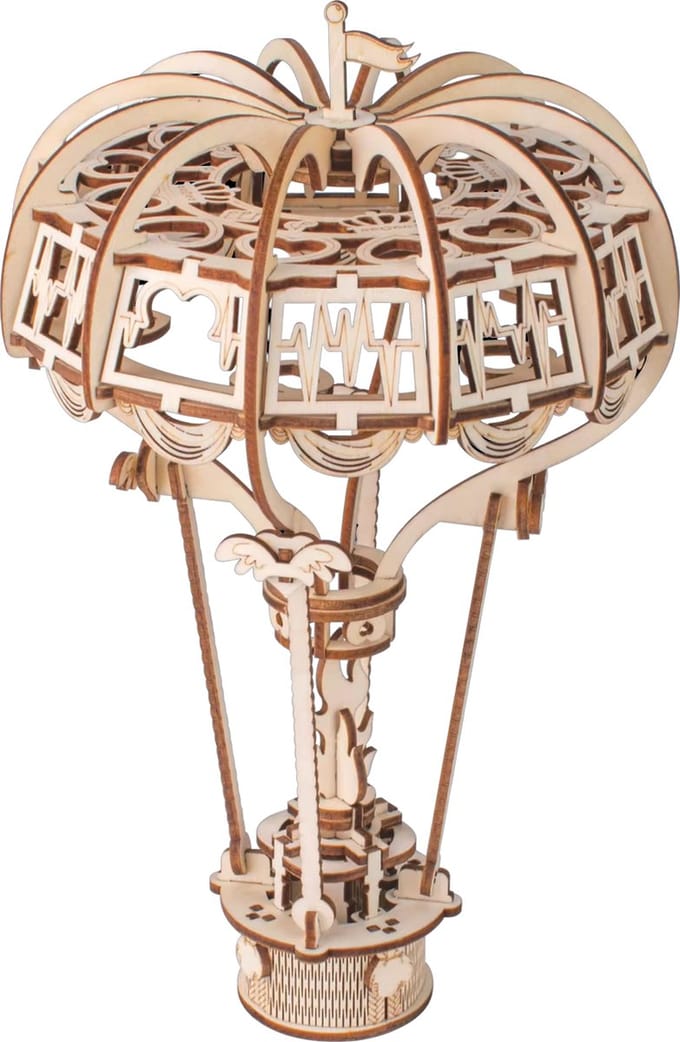 De Bouwplaats DIY 3D Puzzel Hete Luchtballon - Houten modelbouw - 93 onderdelen