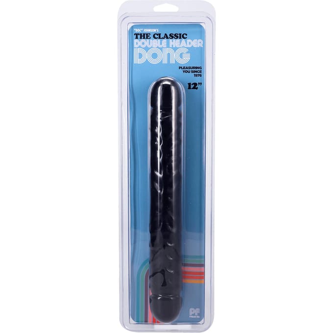 Doc Johnson Built In America dubbele dildo Jr. Veined Double Header Silagel zwart - 29,97 cm