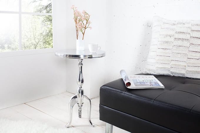 Edele design bijzettafel SAVOY 55 cm gepolijst zilver