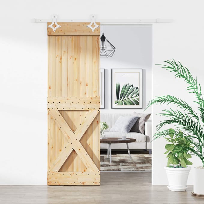 vidaXL - Schuifdeur - 70 - x - 210 - cm - Massief - Pine - Hout - (Onbehandeld)