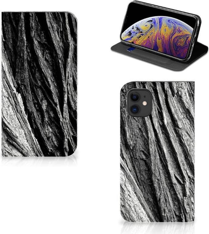 Standcase Hoesje voor Book Wallet Case Apple iPhone 11 Boomschors Grijs