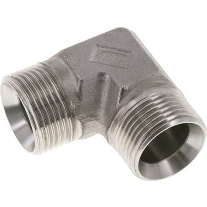 90° L-Koppeling G1'' Hoge Druk RVS  60° Conus 225bar Hydrauliek