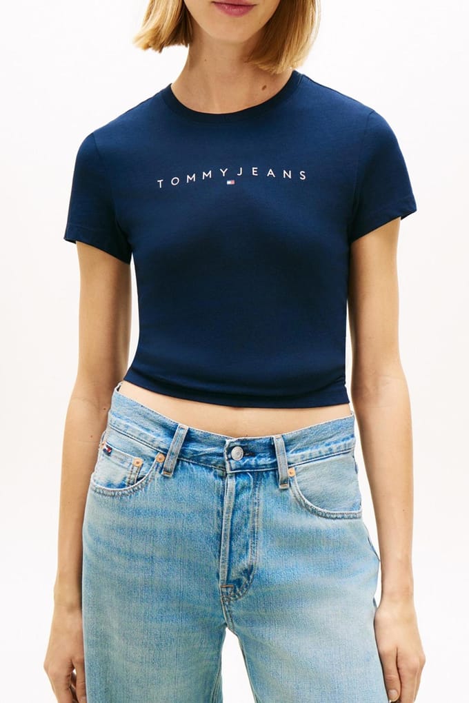 Tommy Hilfiger Tjw Slim Linear Tee Dark Night Navy Größe: S | Hemden Outlet | Damen | Schwarz