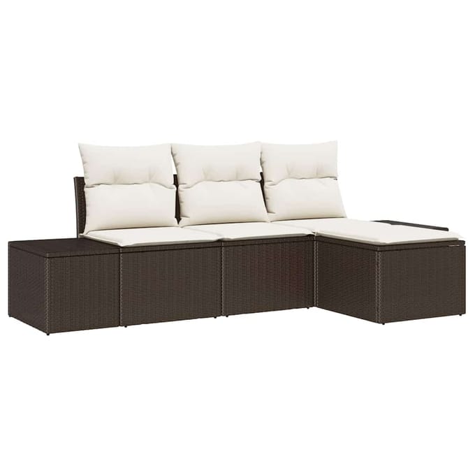 vidaXL Tuin Sofa Set 4 st Bruin poly rattan