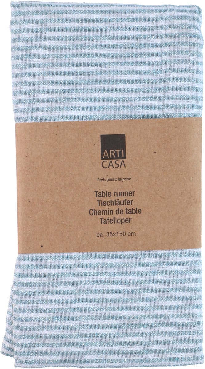 Table runner stripe lurex blue