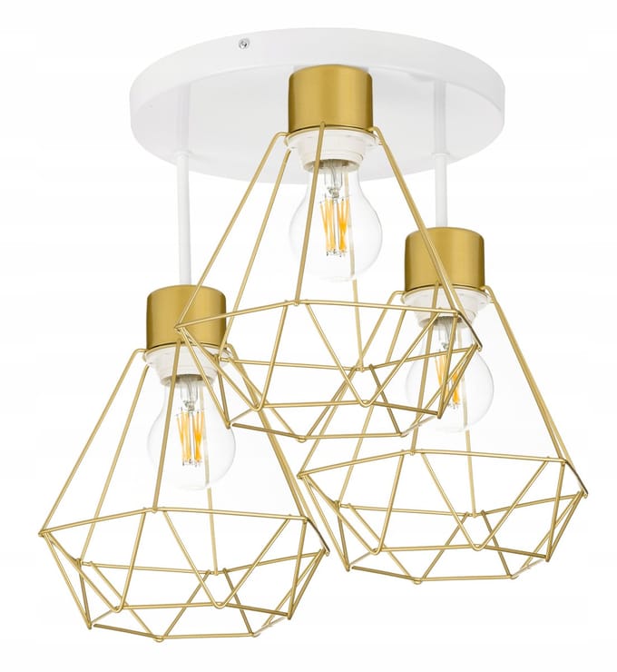 Gouden Plafondlamp Loft Diamant 3xE27