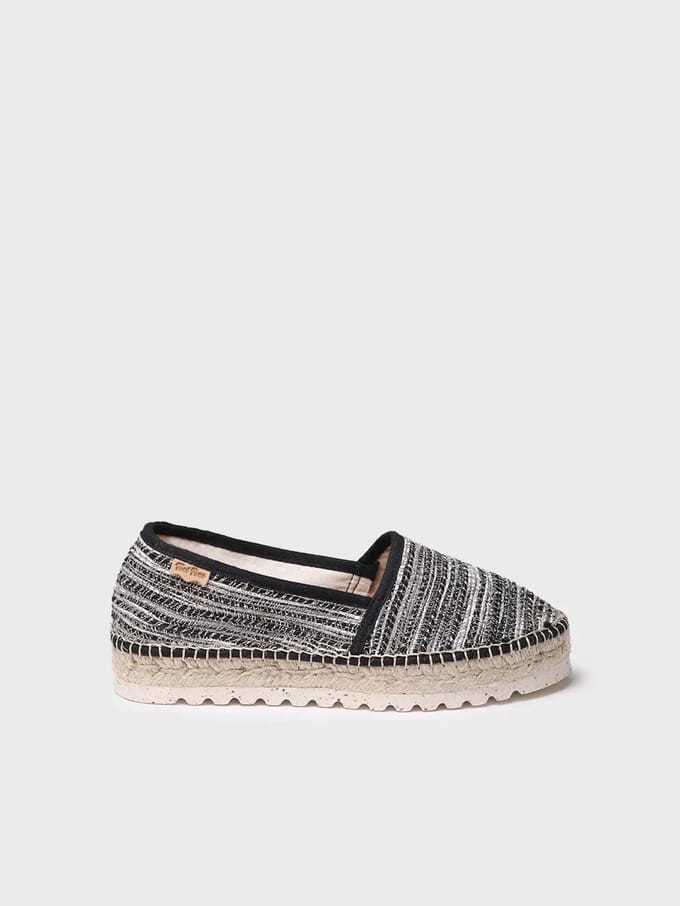 Platte espadrilles voor dames van glitterstof | ALMA-CL